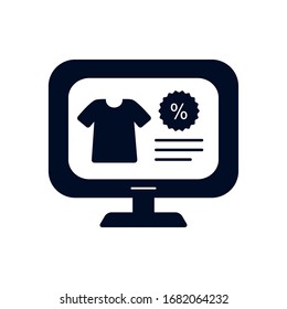 tshirt inside computer silhouette style icon design of Shopping commerce market store shop retail buy paying banking and consumerism theme Vector illustration