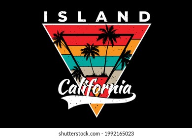 T-shirt island california palm retro style