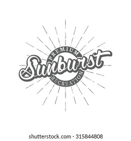 T-shirt / jacket print with sunburst and ribbons with your text. Vector illustration
