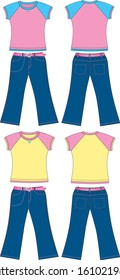 T-shirt and jeans  for lady vector template platter for design