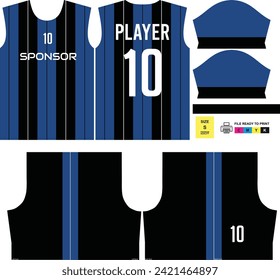 Tshirt Jersey and Short black and blue ready to print and sew