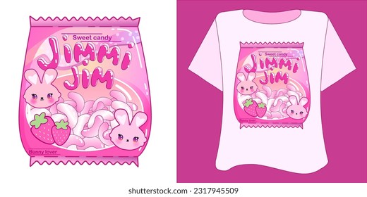 t-shirt Kids design vector kawaii stile, rainbow print for textile cloth , kids fashion print