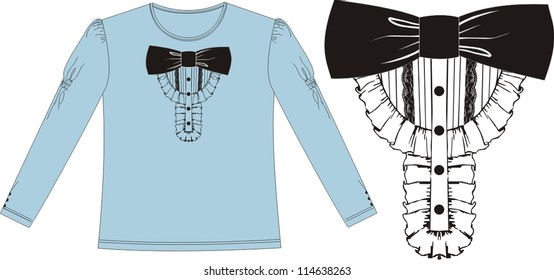 T-shirt with lace print and bow