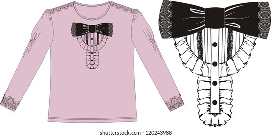 T-shirt with lace print and bow