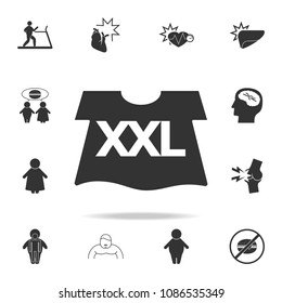 T-shirt of a large size  icon. Detailed set of obesity icons. Premium graphic design. One of the collection icons for websites, web design, mobile app on white background