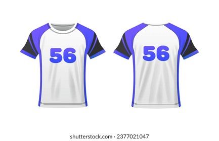 T-shirt layout. Flat, color, number 56, T-shirt mockup, T-shirt layout with numbers. Vector icons