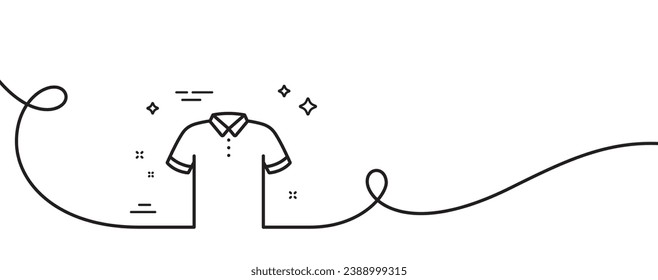 T-shirt line icon. Continuous one line with curl. Tee shirt wear sign. Fabric sport clothes symbol. T-shirt single outline ribbon. Loop curve pattern. Vector