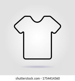 Icono de línea de camiseta sobre fondo gris con sombra suave