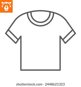 T-shirt line icon, outline style icon for web site or mobile app, clothes and sportswear, unisex t-shirt vector icon, simple vector illustration, vector graphics with editable strokes.