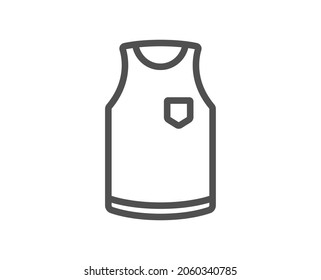T-shirt line icon. Sleeveless Tee shirt wear sign. Fabric sport clothes symbol. Quality design element. Line style t-shirt icon. Editable stroke. Vector