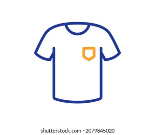 T-shirt line icon. Tee shirt wear sign. Fabric sport clothes symbol. Colorful thin line outline concept. Linear style t-shirt icon. Editable stroke. Vector