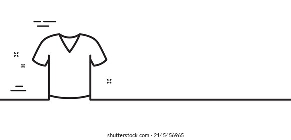 T-shirt line icon. Tee shirt wear sign. Fabric sport clothes symbol. Minimal line illustration background. T-shirt line icon pattern banner. White web template concept. Vector