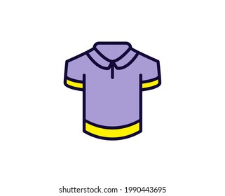 Icono de la línea de la camiseta. Símbolo vectorial en estilo plano y a la moda sobre fondo blanco. Cantar de viajes para diseño.
