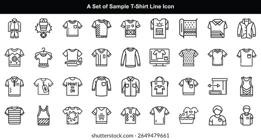 T-Shirt Linha Ícones Definir design 