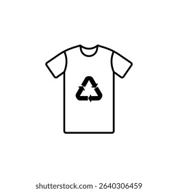 T-shirt with line recycling icon. Modern icon of recycled materials. Packaging and recycling. Vector illustration
