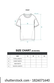 T-shirt - Line Sketch & Size Chart
