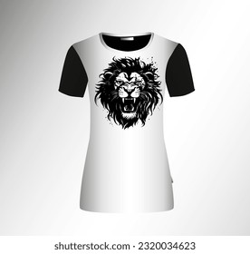 Camiseta con cabeza de león. Ilustración del vector