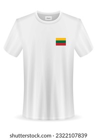 Tshirt with Lithuania flag on a white background. Vector illustration.