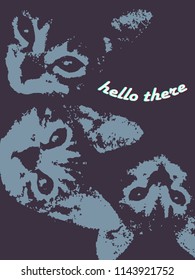 T-shirt logo design. Hello there. Cats. Vector eps10.