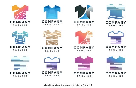 T-shirt logo design template collection.set of unique T-shirt logo icons.	