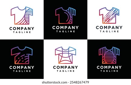 T-shirt logo design template collection.set of unique T-shirt logo icons.	