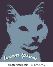 T-shirt logo design. White cat. Vector eps10.