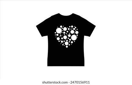t-shirt logo with a round heart-shaped motif