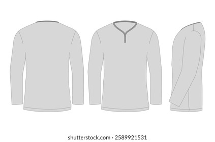 T-shirt Long Sleeve Y Neck design illustration for mockup 