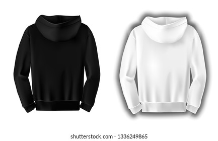 T-shirt with long sleeves and a hood. Vector design of white and black men's long-sleeved T-shirts and a hood.