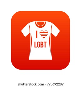 T-shirt i love LGBT icon digital red for any design isolated on white vector illustration