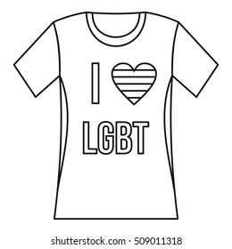 T-shirt i love LGBT icon. Outline illustration of t-shirt i love LGBT vector icon for web