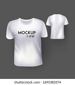 T-shirt male white mock up. Vector illustration