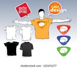 T-shirt. Men body silhouette. Vector
