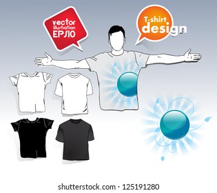 T-shirt. Men body silhouette. Vector