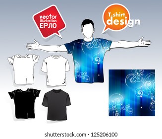T-shirt. Men body silhouette. Vector