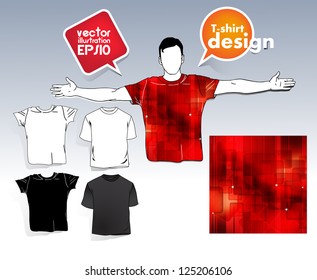 T-shirt. Men body silhouette. Vector