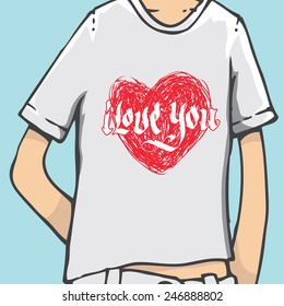 t-shirt men front with heart


