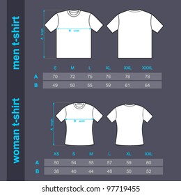  T-shirt Men And Woman. Table Sizes Shirt.