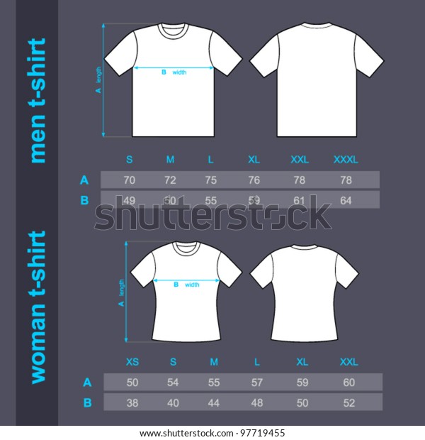 Tshirt Men Woman Table Sizes Shirt Stock Vector (Royalty Free) 97719455