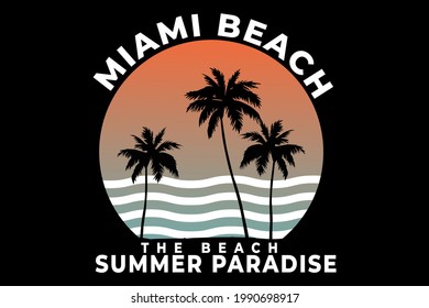 T-shirt miami beach summer paradise retro style