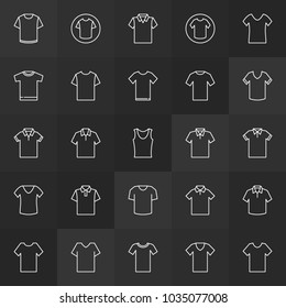 Tshirt minimal outline vector icons or logo elements on dark background