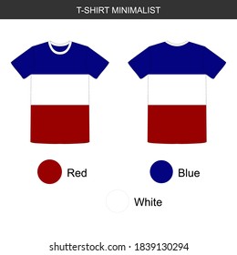 T-Shirt Minimalist and Modern Simple Design V2, Different Colour, Red, Blue and White Template Commercial Use