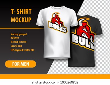 T-Shirt Mock up with Rhino phrase in two colors. Mock up layered and editable.