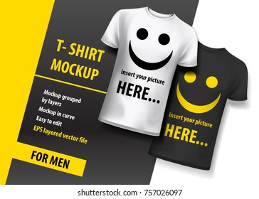 T-Shirt Mock Up. For men. Layered and ready to use.