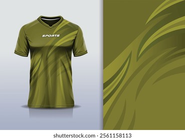 T-shirt mockup abstract curve line sport jersey design for football, soccer, racing, esports, running, in gold color