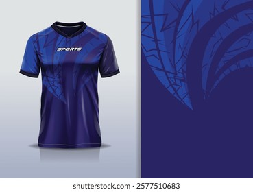 T-shirt mockup abstract curve line sport jersey design for football, soccer, racing, esports, running, in blue navy color