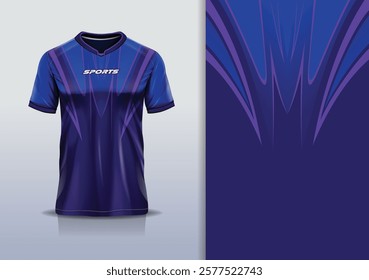 T-shirt mockup abstract curve line sport jersey design for football, soccer, racing, esports, running, in blue navy color