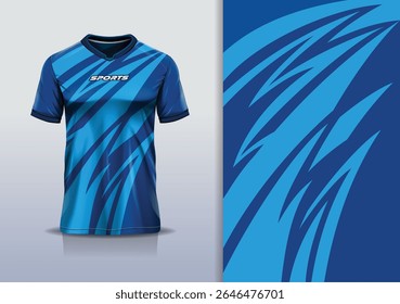 T-shirt mockup abstrata curva linha flash jersey design para futebol, futebol, corrida, esportes, corrida, em cor azul marinho