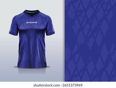 T-shirt mockup com abstrata linha de tarja de diamante design de camisa de esporte para futebol, futebol, corrida, esportes, corrida, corrida, em cor azul
