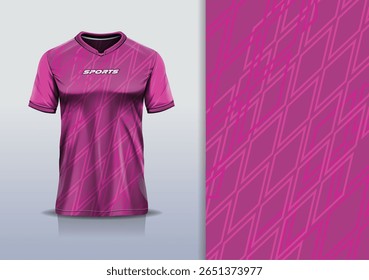 T-shirt mockup com abstrata linha de tarja de diamante design de camisa de esporte para futebol, futebol, corrida, esportes, corrida, corrida, em cor rosa